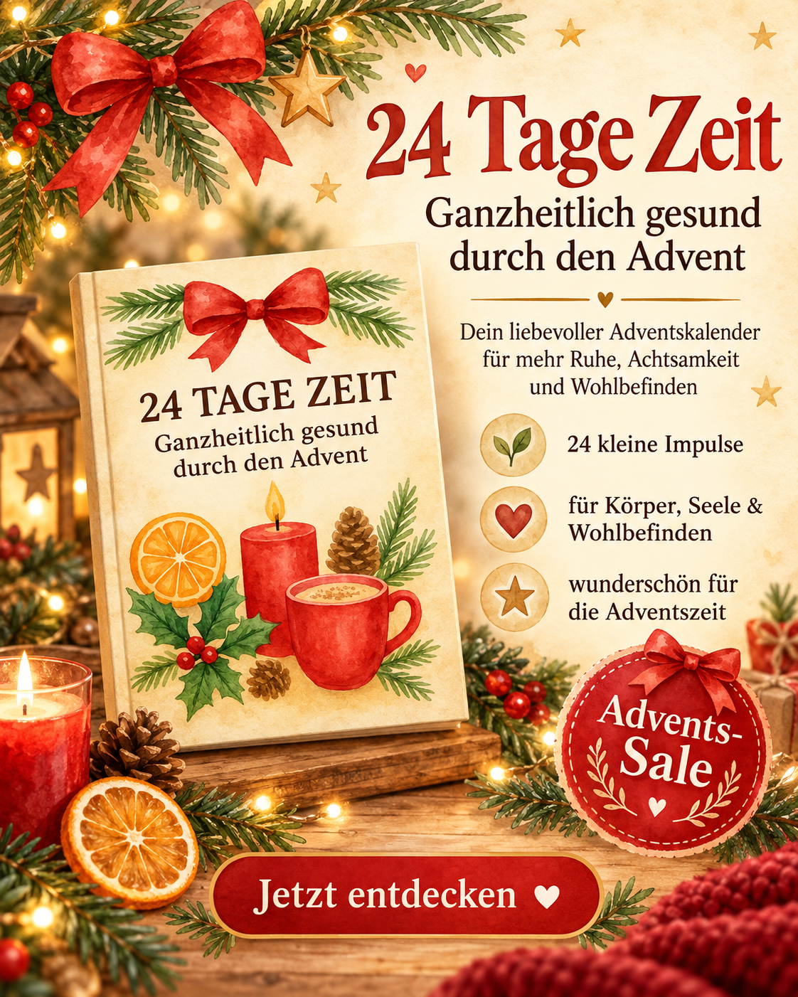 Buchcover: 24 Tage Zeit: Ganzheitlich gesund durch den Advent